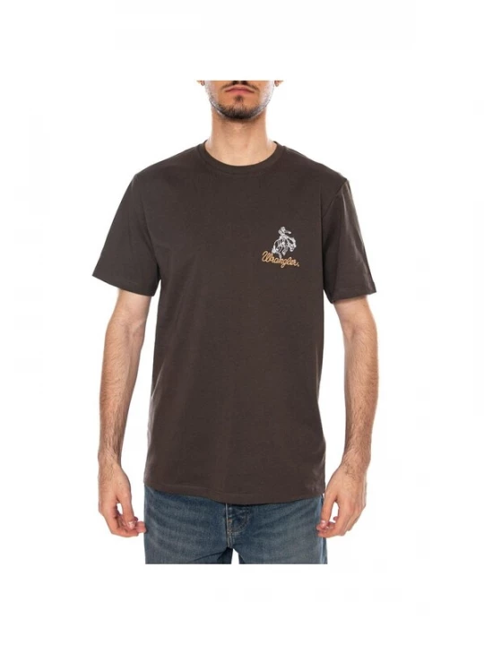 Foto van product WRANGLER Shirt 'EMBROIDERY TEE WREN BROWN' bruin