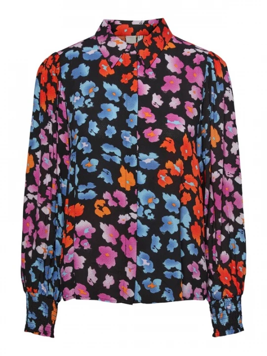 Foto van product YAS Blouse 'ALIRA' hemelsblauw / oranje / pitaja roze / zwart