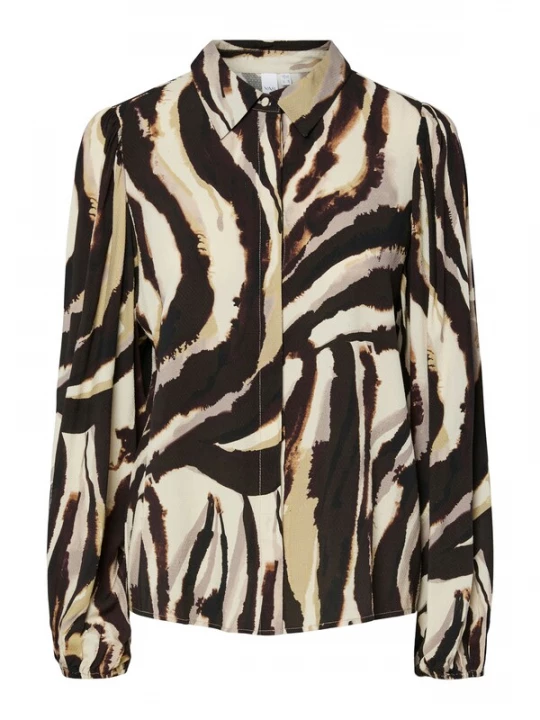 Foto van product YAS Blouse 'YASAsina' crème / taupe / zwart