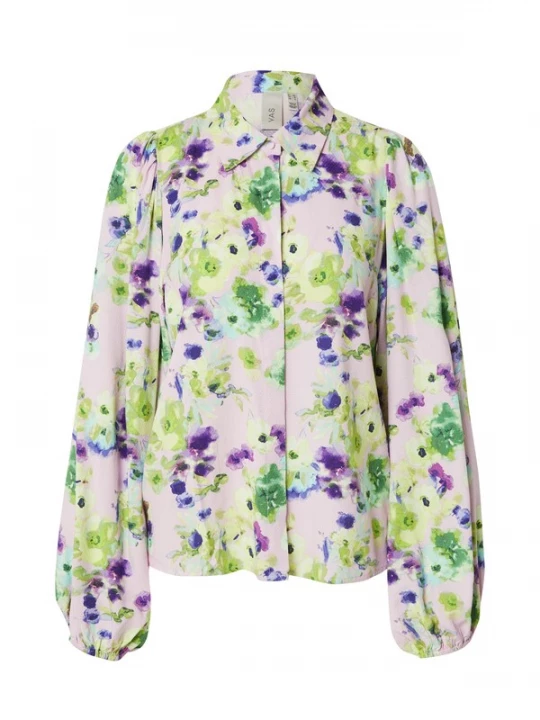 Foto van product YAS Blouse 'YASAsina' hemelsblauw / lichtgroen / pastellila / donkerlila