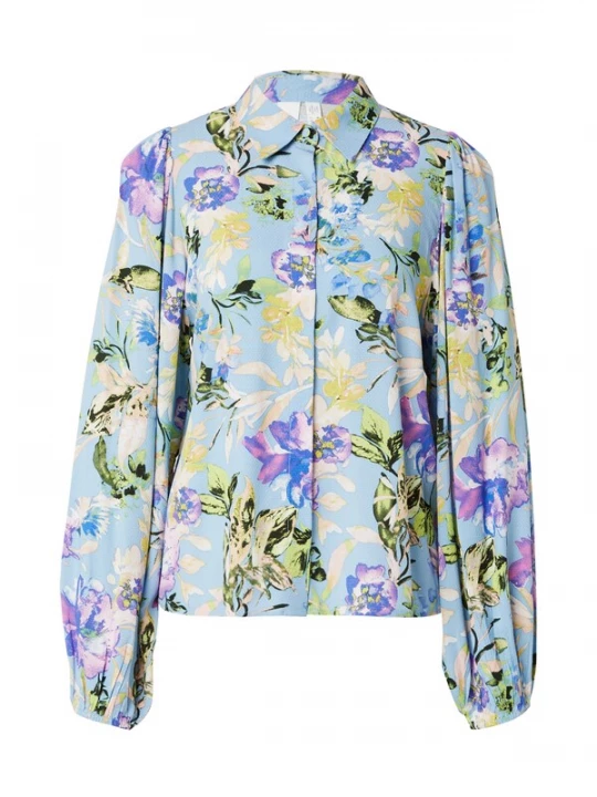 Foto van product YAS Blouse 'YASAsina' lichtblauw / geel / lichtgroen / lila