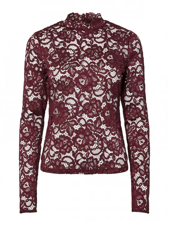 Foto van product YAS Blouse 'YASLacey' wijnrood