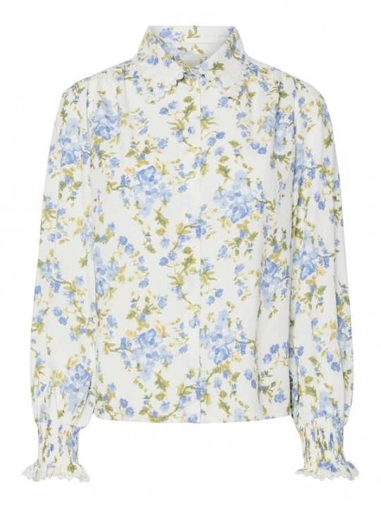 Foto van product YAS Blouse 'YASTilera' beige / royal blue / koningsblauw / olijfgroen / wit