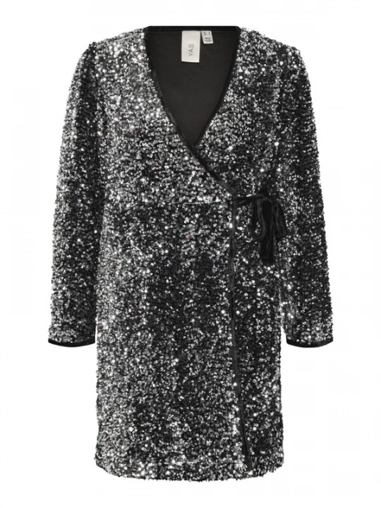 Foto van product YAS Petite Cocktailjurk 'YASELLE' zwart / zilver