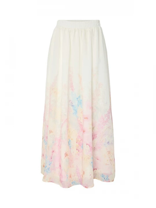 Foto van product YAS Rok 'YASFLORENCE' crème / chamois / lichtblauw / rosé