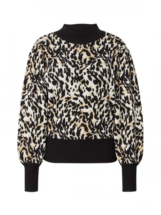 Foto van product YAS Trui 'YASFonny' camel / zwart / wit