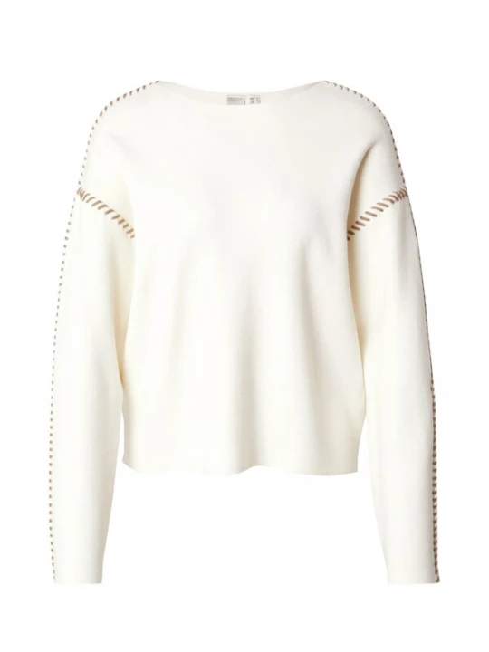Foto van product YAS Trui 'YASSTITCHA' donkerbeige / wit