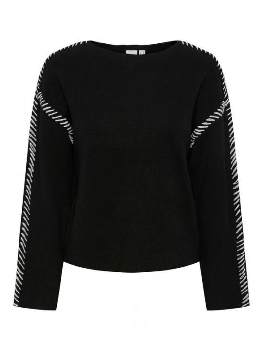 Foto van product YAS Trui 'YASStitcha' zwart / wit