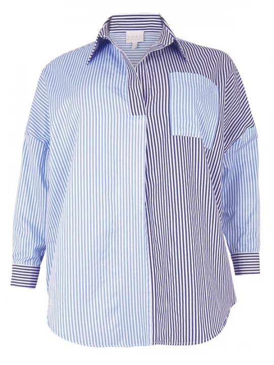 Foto van product YOEK Blouse blauw / wit