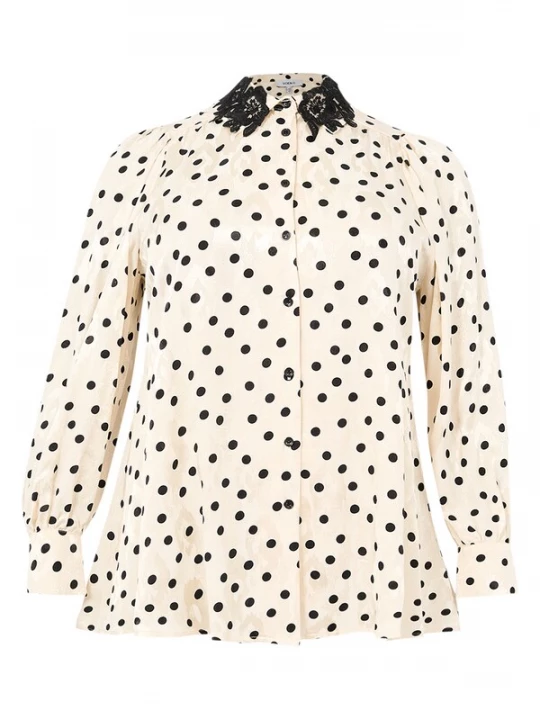 Foto van product YOEK Blouse 'DOTTY' ecru / zwart