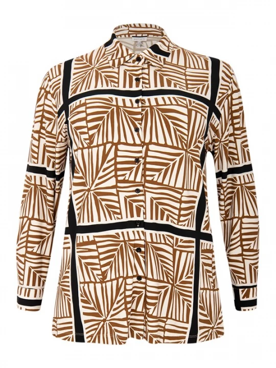 Foto van product YOEK Blouse ecru / bruin / zwart