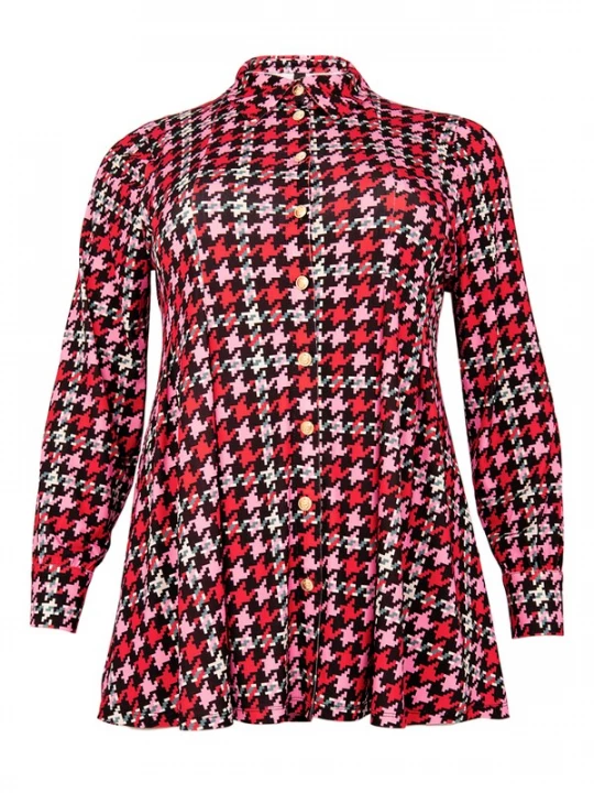 Foto van product YOEK Blouse lichtblauw / lichtroze / grenadine / zwart