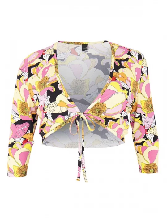 Foto van product YOEK Bolero ecru / pink / zwart