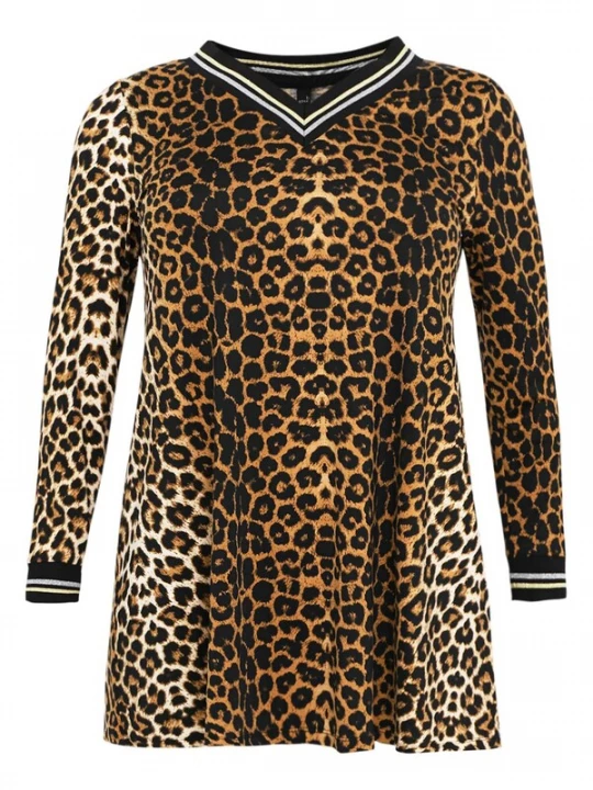 Foto van product YOEK Shirt ' Lounge ' bruin / zwart / wit