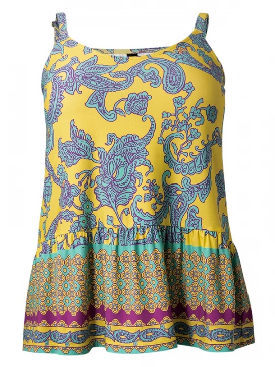 Foto van product YOEK Top turquoise / geel / roodviolet