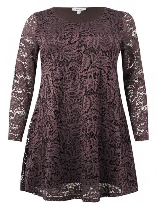 Foto van product YOEK Tuniek 'Lace' bruin