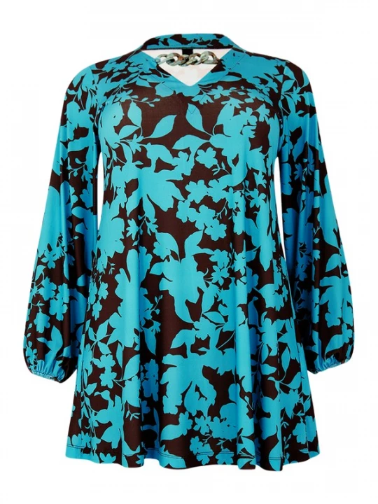 Foto van product YOEK Tuniek turquoise / chocoladebruin