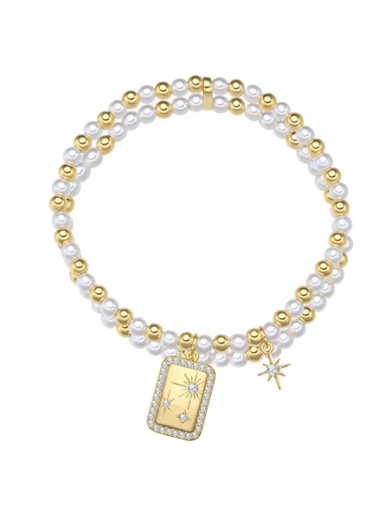 Foto van product Yokoamii Armband goudgeel / wit