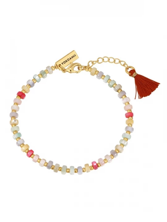 Foto van product Yokoamii Armband lichtblauw / goud / rood / parelwit