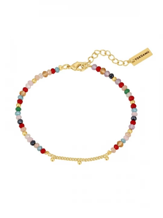 Foto van product Yokoamii Armband lichtblauw / goud / sering / rood