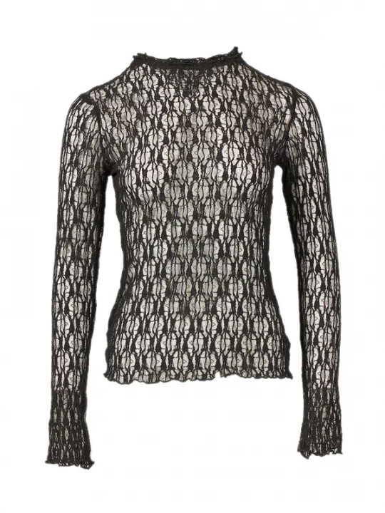 Foto van product yoligex Gebreide top 'YOLIGEX Spitzen Langarmtop' antraciet