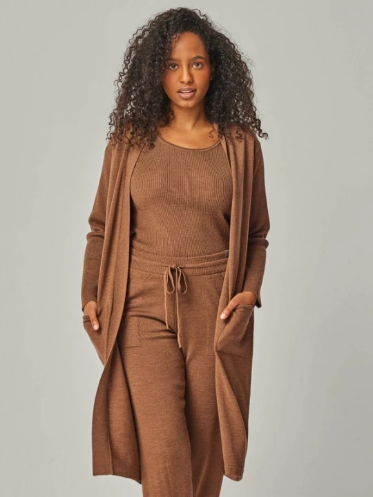 Foto van product YOU LOOK PERFECT Gebreid vest 'BLOSSOM' cognac
