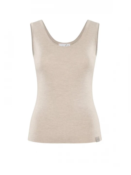 Foto van product YOU LOOK PERFECT Gebreide top 'TOP BLOSSOM - Geripptes Merino Top mit Rundhals' beige