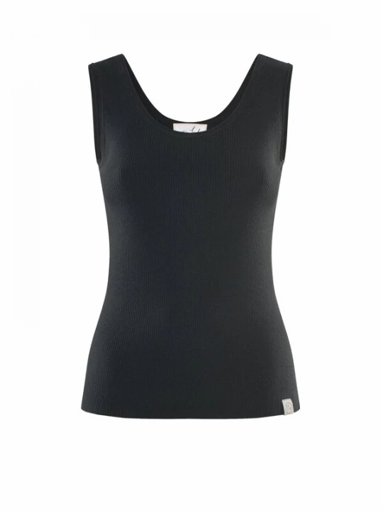 Foto van product YOU LOOK PERFECT Gebreide top 'TOP BLOSSOM - Geripptes Merino Top mit Rundhals' zwart