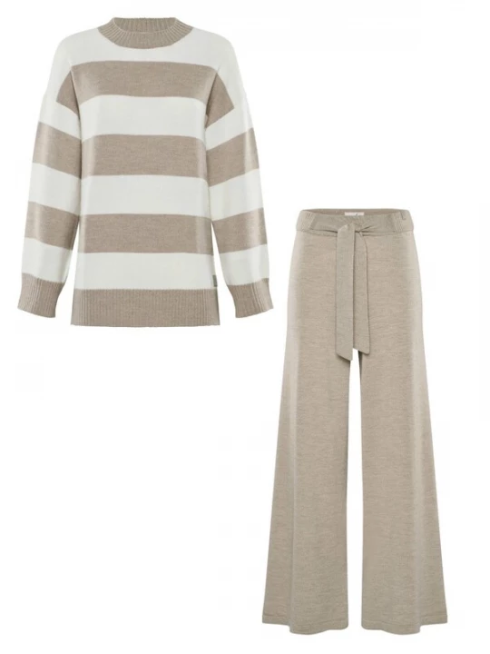 Foto van product YOU LOOK PERFECT Huispak 'LOUNGEWEAR SET - Pullover Felia & Pants Bailey' taupe