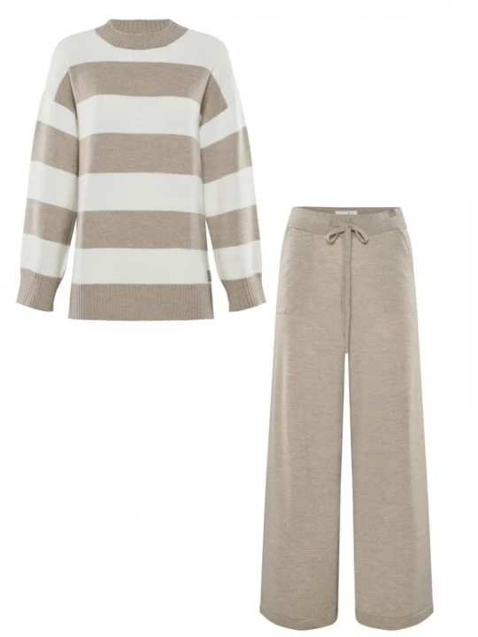 Foto van product YOU LOOK PERFECT Huispak 'LOUNGEWEAR SET - Pullover Felia & Pants Frida' taupe