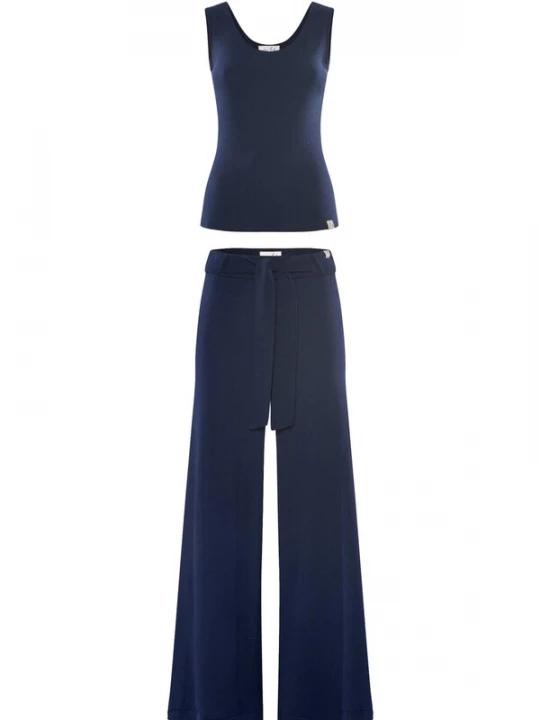 Foto van product YOU LOOK PERFECT Huispak 'LOUNGEWEAR SET - Top Blossom & Pants Bailey' donkerblauw