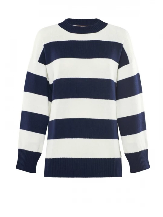 Foto van product YOU LOOK PERFECT Oversized trui 'PULLOVER FELIA - Lässiger Blockstreifen Pullover aus Merino' donkerblauw