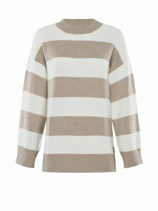 Foto van product YOU LOOK PERFECT Oversized trui 'PULLOVER FELIA - Lässiger Blockstreifen Pullover aus Merino' taupe
