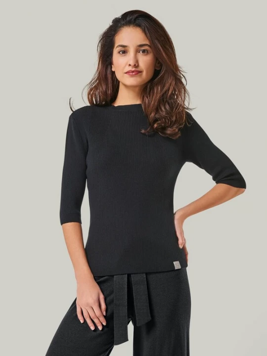 Foto van product YOU LOOK PERFECT Trui 'PULLOVER DARIA - Kurzarm Pullover mit Stehkragen' zwart