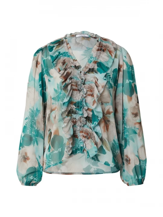 Foto van product ZABAIONE Blouse 'Na44dia' beige / lichtbruin / mintgroen / oudroze