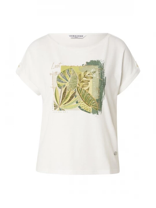 Foto van product ZABAIONE Shirt 'Be44rnadette' groen / olijfgroen / pastelgroen / wit