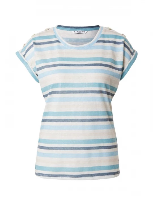 Foto van product ZABAIONE Shirt 'Ga44lina' ivoor / donkerbruin / petrol / wit