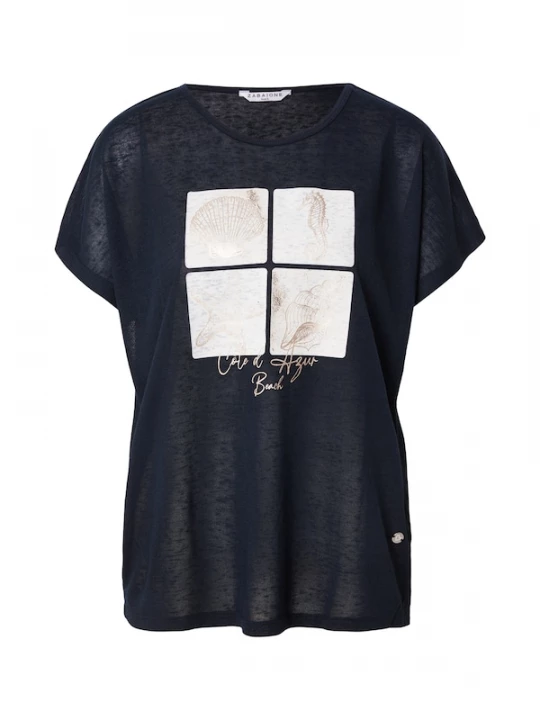 Foto van product ZABAIONE Shirt 'Ti44mes' navy / mokka / wit