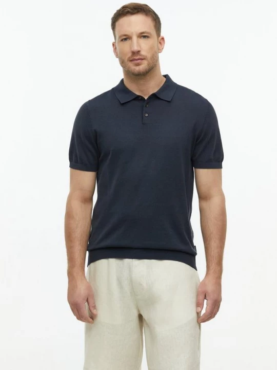 Foto van product Zacht gebreid poloshirt van katoen-zijdenmix s.Oliver blauw
