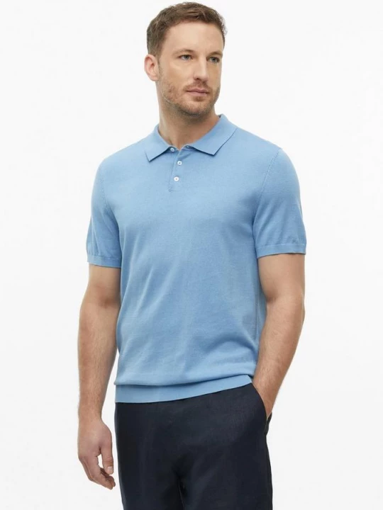 Foto van product Zacht gebreid poloshirt van katoen-zijdenmix s.Oliver blauw