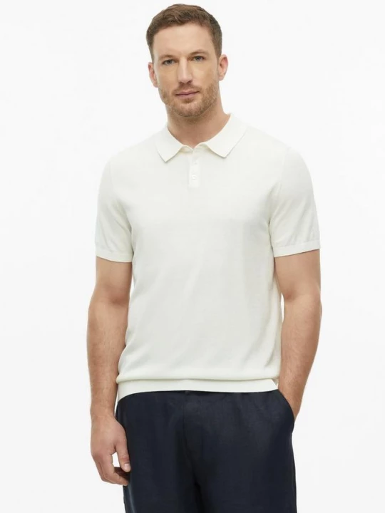 Foto van product Zacht gebreid poloshirt van katoen-zijdenmix s.Oliver wit