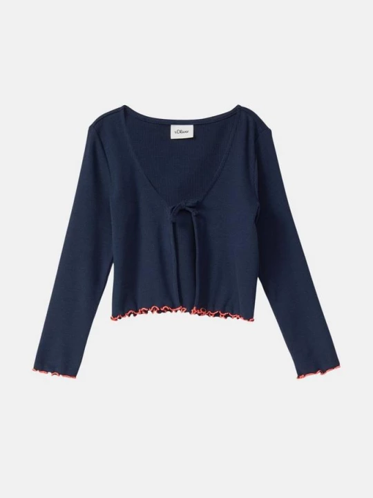 Foto van product Zacht geribd jack met striklint en contrasterende details s.Oliver blauw