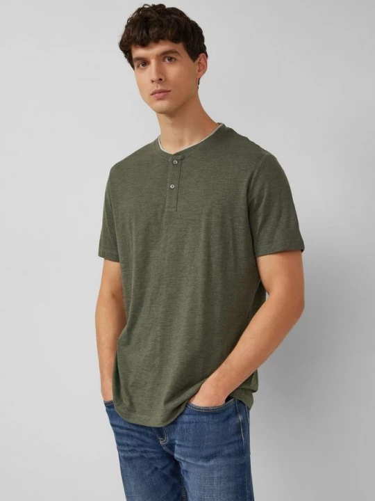 Foto van product Zacht hemd van gemêleerde jersey s.Oliver olijfgroen