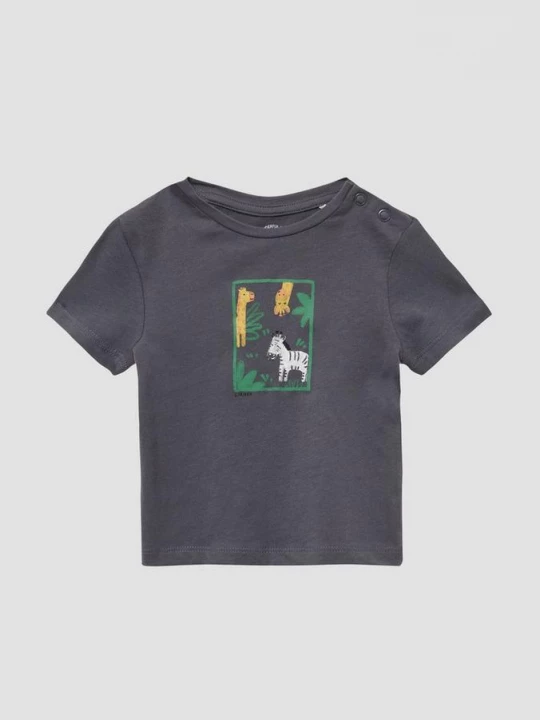 Foto van product Zacht jersey shirt met drukknopen en print op de voorkant s.Oliver grijs