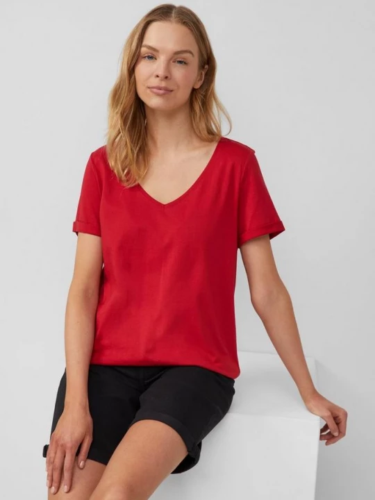 Foto van product Zacht katoenen T-shirt met V-hals s.Oliver rood
