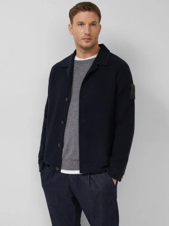Foto van product Zacht overhemd met wol en label patch s.Oliver blauw