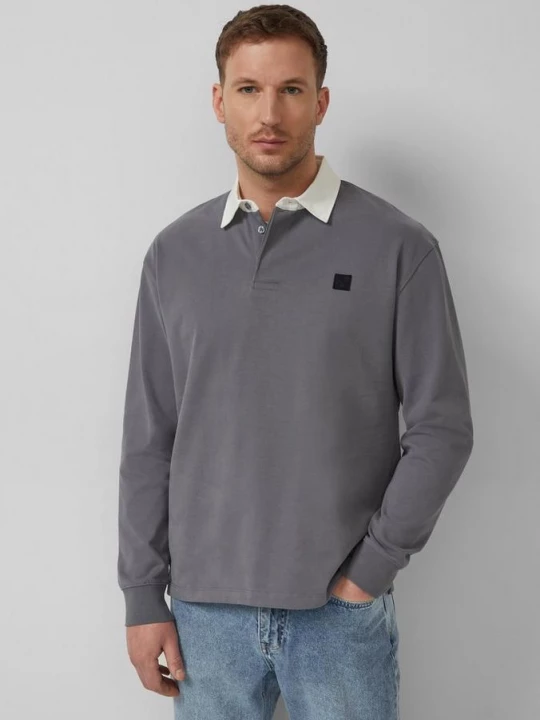 Foto van product Zacht poloshirt met lange mouwen in een relaxte pasvorm s.Oliver grijs