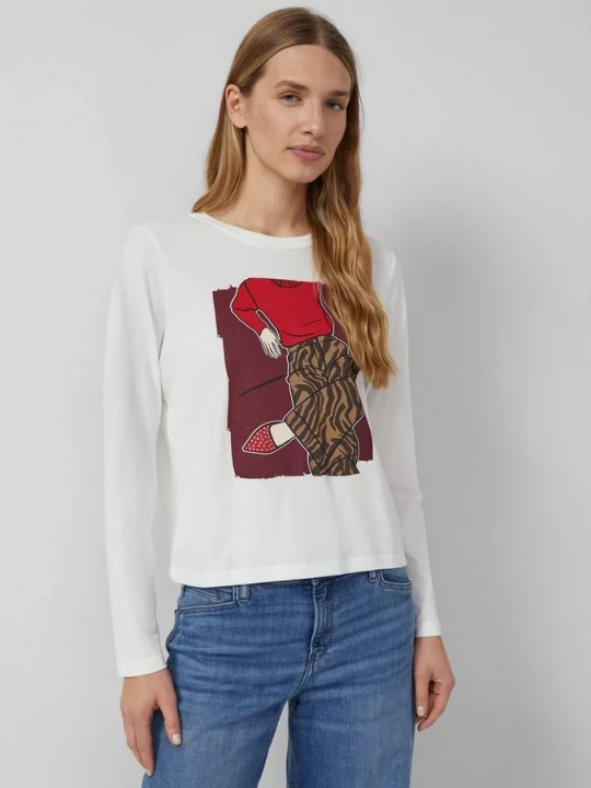 Foto van product Zacht shirt met lange mouwen en edelstenen s.Oliver crème