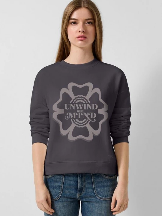 Foto van product Zacht sweatshirt met print QS grijs