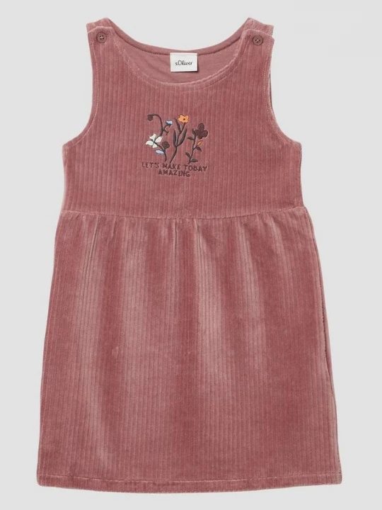 Foto van product Zachte corduroy jurk met borduursel s.Oliver roze